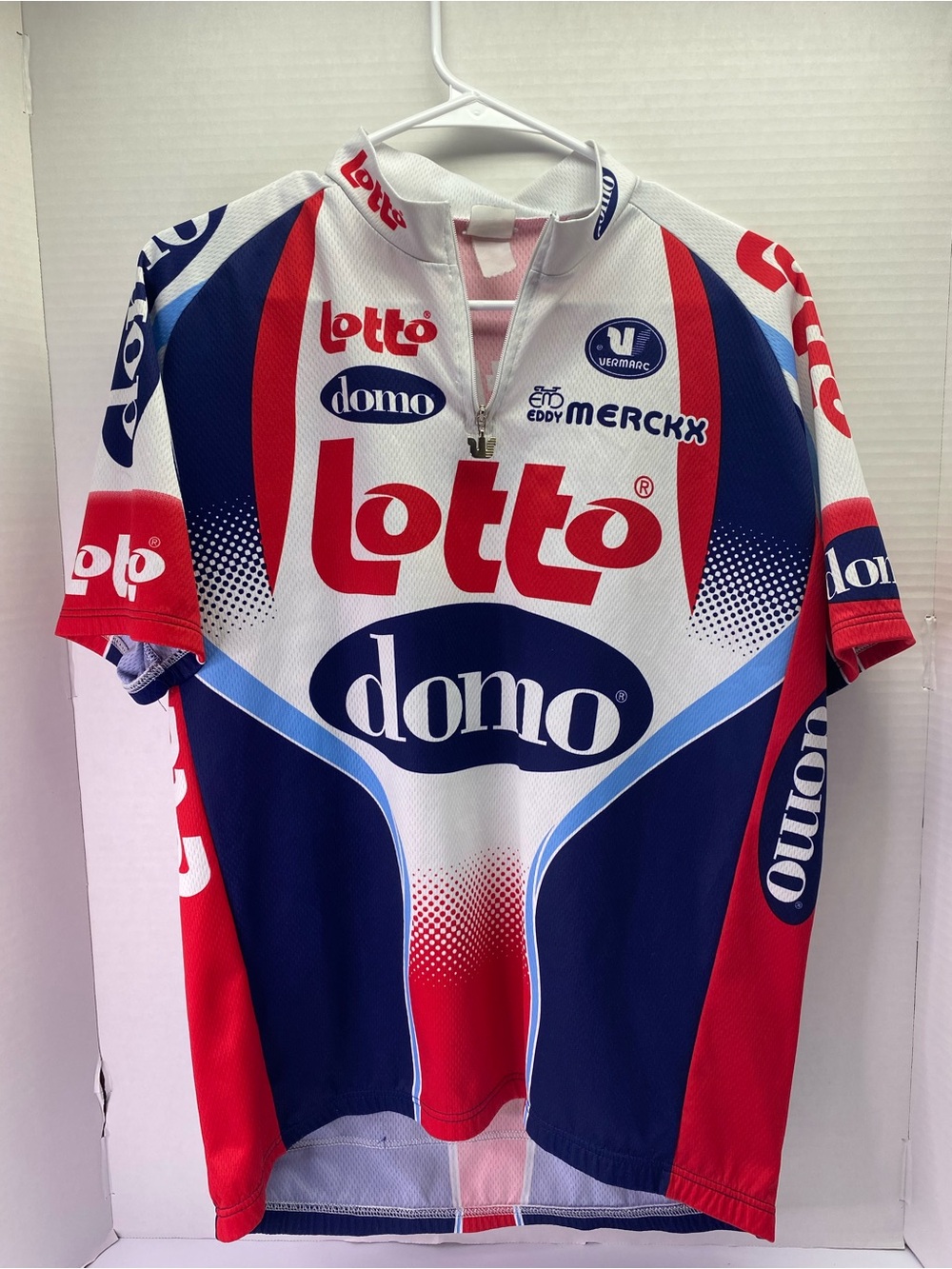 Domo Men's Short Sleeve Cycling Jersey in Red, Blue & White